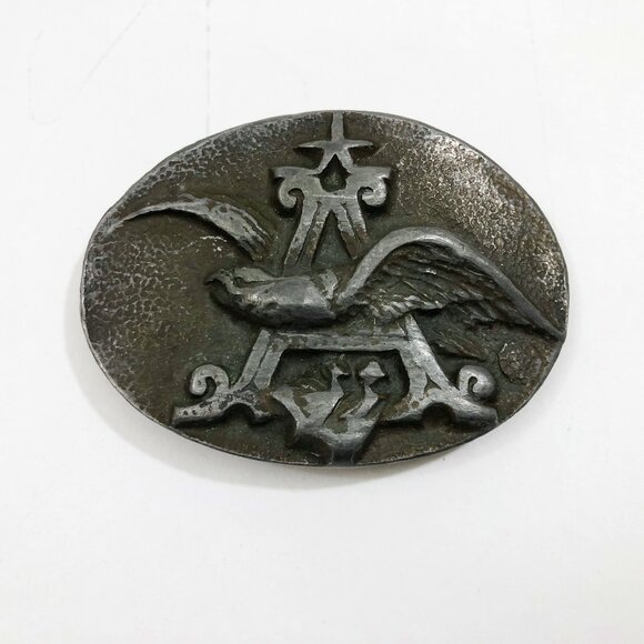 Vintage 1970s Anheuser-Busch Eagle Emblem Belt Buckle Pewter - Picture 1 of 4